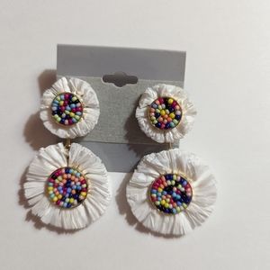 BaubleBar White Multi-color Pom Pom Earrings